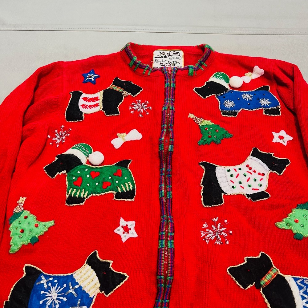 Heirloom Collectible Women Red Ugly Xmas Sweater Christmas Office Cardigan S4244 - Picture 3 of 8